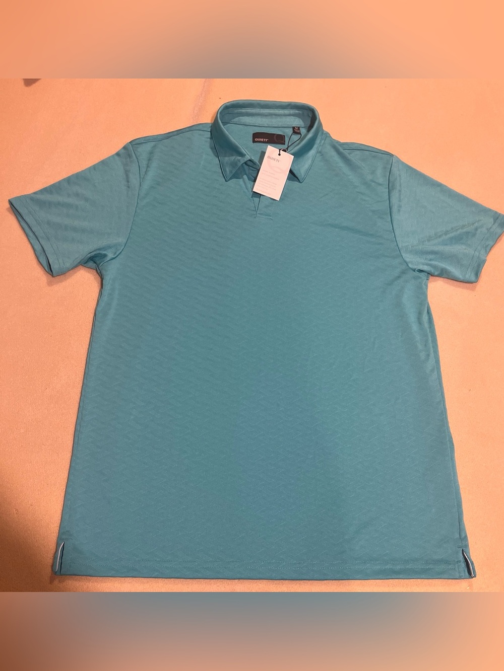 Quieti Men's Medium Aqua Blue Short Sleeve Polo